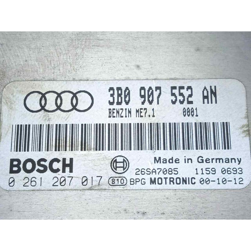 Recambio de centralita motor uce para audi a6 avant (4b5) 2.4 v6 30v referencia OEM IAM 0261207017-3B0907552AN-ME71 ME7.1 BOSCH