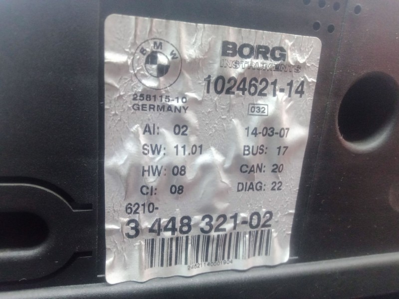 Recambio de cuadro instrumentos para bmw x3 (e83) 2.0 i referencia OEM IAM 344832102-102462114  BORG