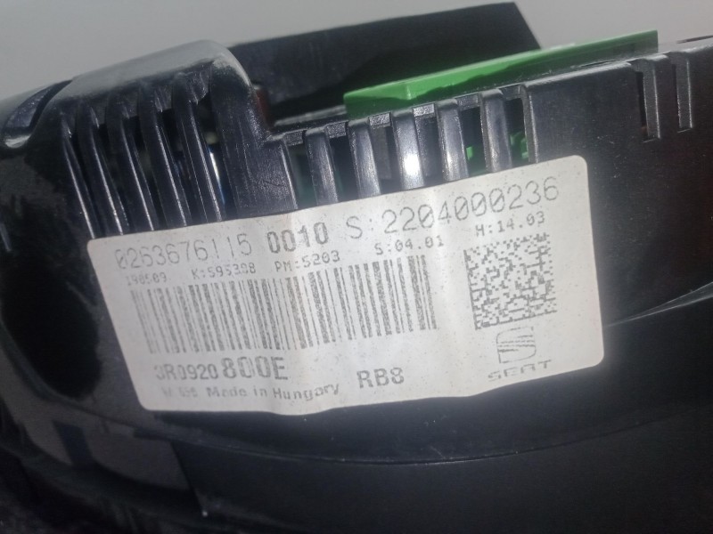 Recambio de cuadro instrumentos para seat exeo (3r2) 2.0 tdi referencia OEM IAM 3R0920800E - 0263676115 - 2204000236  BOSCH