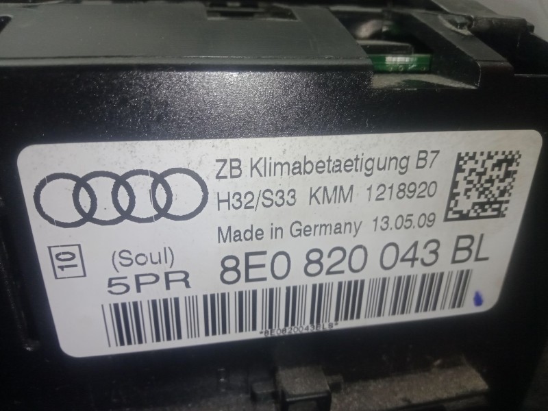 Recambio de mando climatizador para seat exeo (3r2) 2.0 tdi referencia OEM IAM 8E0820043BL - 5PR8E0820043BL  VDO