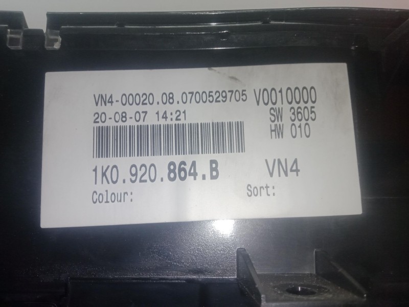 Recambio de cuadro instrumentos para volkswagen golf v (1k1) 1.9 tdi referencia OEM IAM 1K0920864B - 07000529705  VISTEON