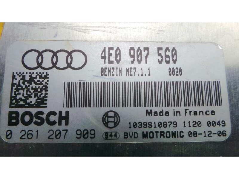 Recambio de centralita motor uce para audi a8 (4e2) 4.2 quattro referencia OEM IAM 0261207909-4E0907560-4E0910560EX ME7.1.1 BOSC