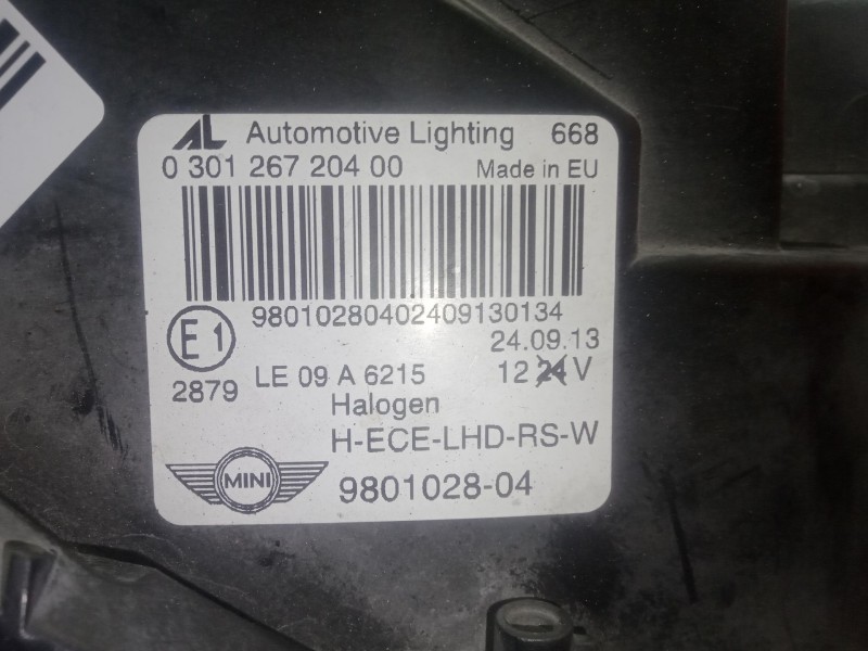 Recambio de faro derecho para mini mini countryman (r60) one d referencia OEM IAM 9801028 - 030126720400 PILOTO.BLANCO 