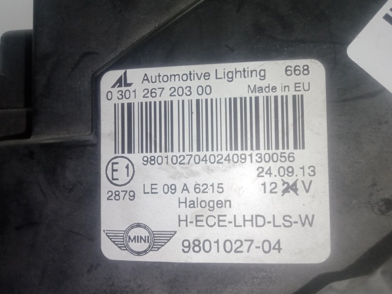 Recambio de faro izquierdo para mini mini countryman (r60) one d referencia OEM IAM 9801027 - 030126720300 PILOTO.BLANCO HALOGEN