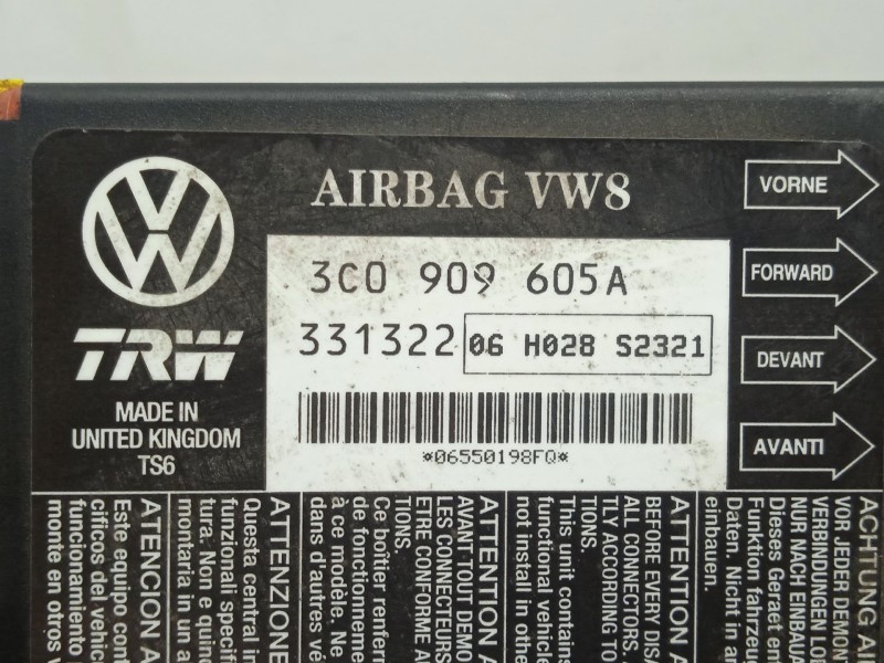 Recambio de centralita airbag para volkswagen passat b6 (3c2) 2.0 tdi 16v referencia OEM IAM 3C0909605A  TRW