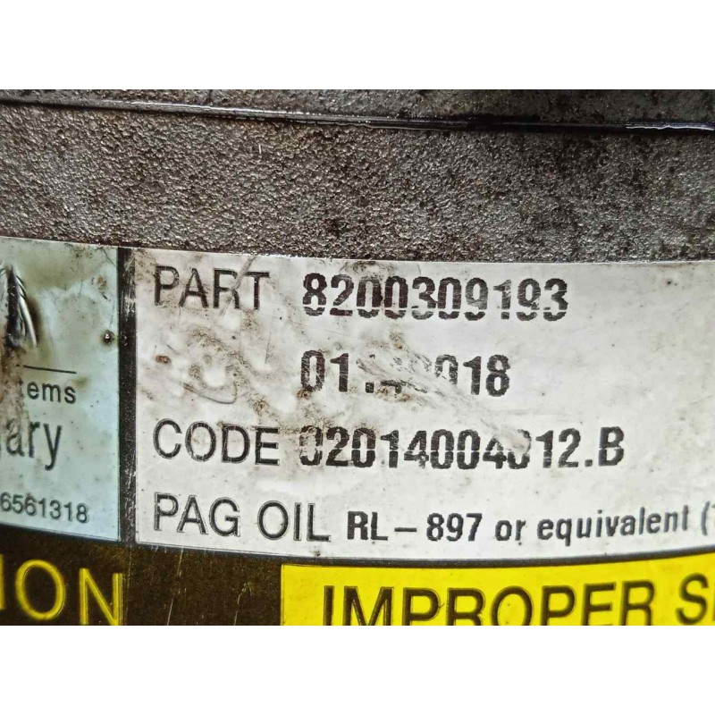 Recambio de compresor aire acondicionado para renault megane ii classic berlina 1.9 dci diesel referencia OEM IAM 8200309193 DEL