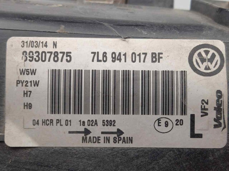 Recambio de faro izquierdo para volkswagen touareg (7la) 2.5 tdi referencia OEM IAM 7L6941017BF - 89307875 HALOGENO 