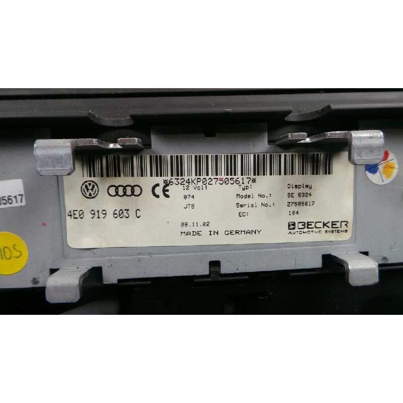Recambio de pantalla multifuncion para audi a8 (4e2) 4.2 quattro referencia OEM IAM 4E0919603C ABATIBLE 