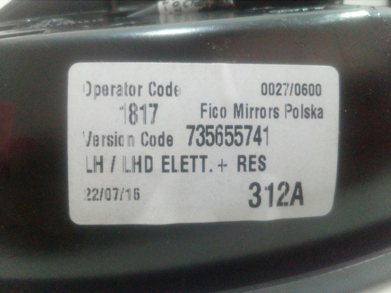 Recambio de retrovisor izquierdo para fiat nuova 500 (150) 0.9 cat referencia OEM IAM 735655741 SIN USO 