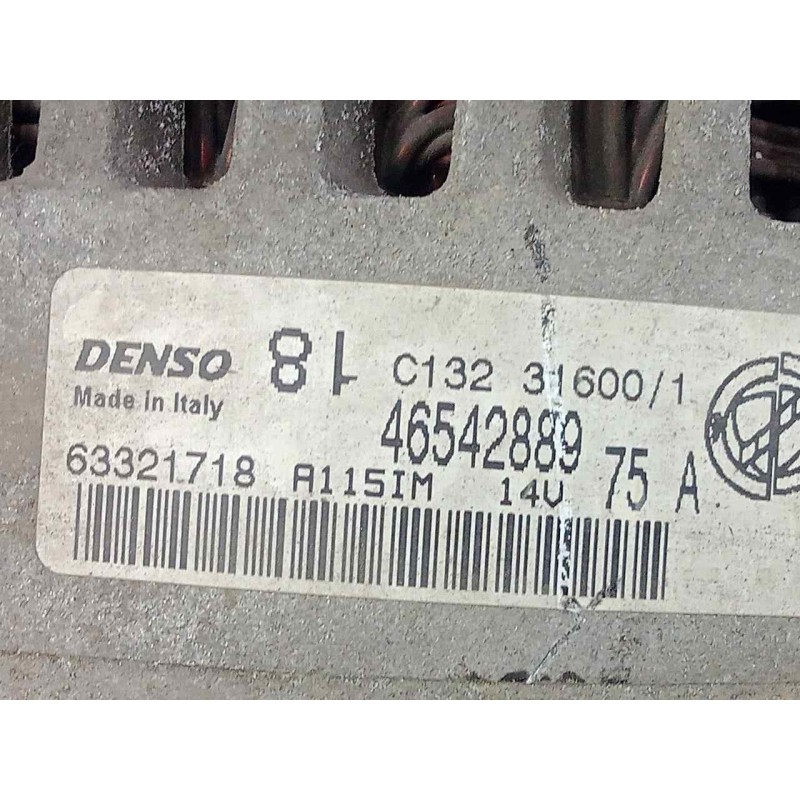 Recambio de alternador para fiat punto berlina (188) 1.2 cat referencia OEM IAM 46542889 DENSO - 75AH - 12V POLEA.FIJA - 5.CANAL