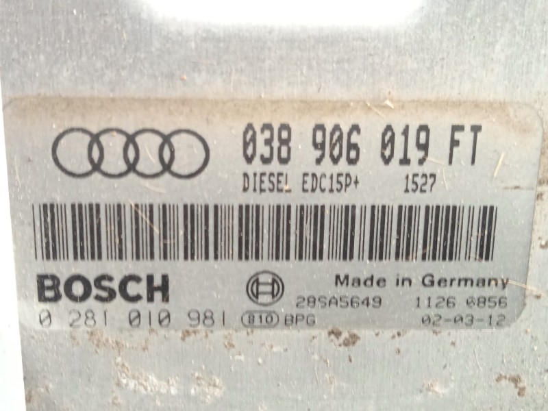 Recambio de centralita motor uce para audi a3 (8l1) 1.9 tdi referencia OEM IAM 038906019FT - 0281010981 BOSCH EDC15P+