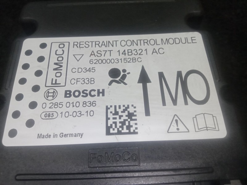 Recambio de centralita airbag para ford mondeo iv (ba7) 1.8 tdci referencia OEM IAM AS7T14B321AC - 0285010836  BOSCH