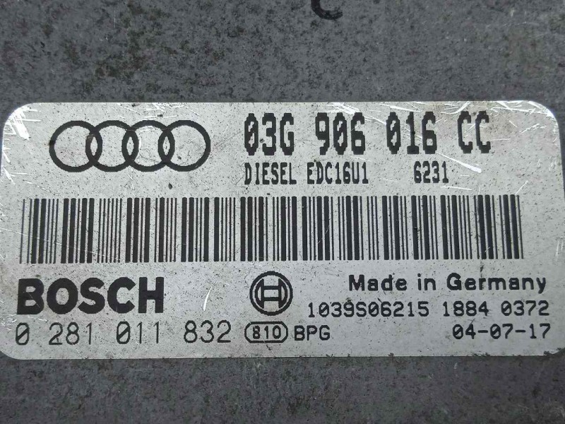 Recambio de centralita motor uce para audi a6 berlina (4f2) 3.0 v6 24v tdi referencia OEM IAM 0281011832-03G906016CC-EDC16U1 EDC