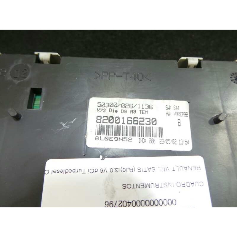 Recambio de cuadro instrumentos para renault vel satis (bj0) 3.0 v6 dci turbodiesel cat referencia OEM IAM 8200166230B-503000261