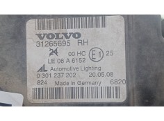 Recambio de faro derecho para volvo s40 ii (544) 2.0 d referencia OEM IAM 31265695 - 0301237202  07-12 - ALOGENO - 8.PINES 2