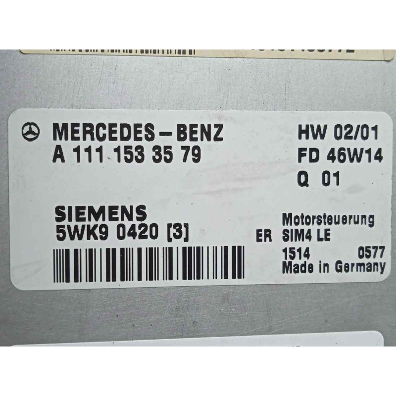 Recambio de centralita motor uce para mercedes-benz clase c (w203) berlina 2.0 compresor cat referencia OEM IAM 5WK90420-A111153