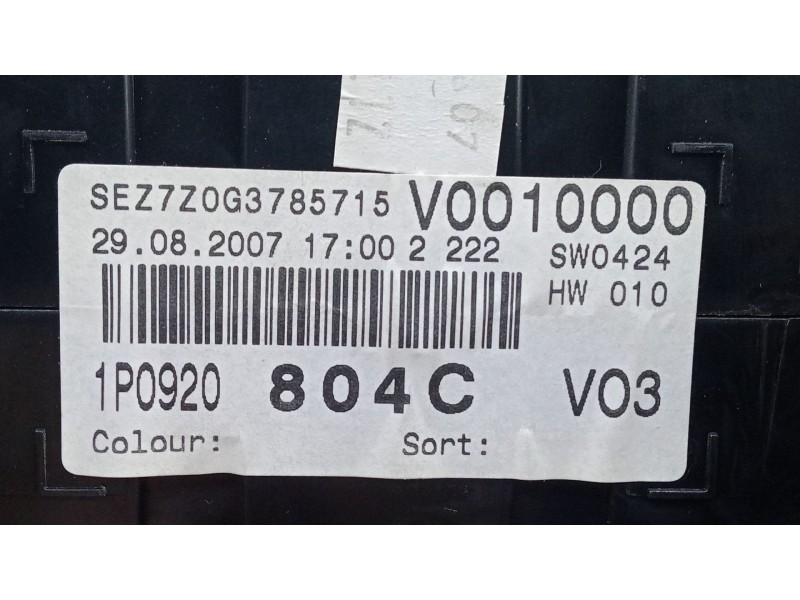 Recambio de cuadro instrumentos para seat leon (1p1) 1.9 tdi referencia OEM IAM 1P0920804C  1.CONECTOR