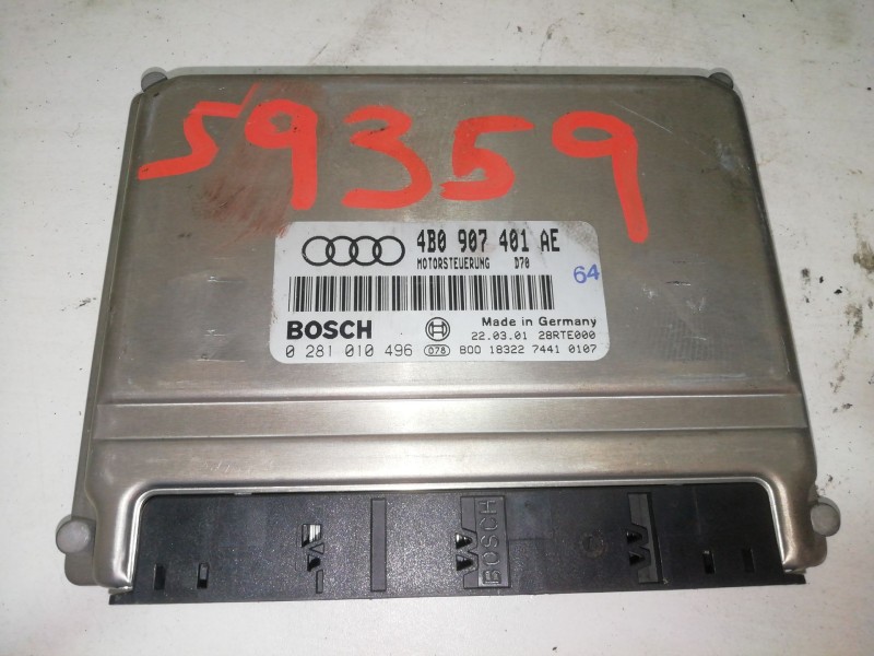 Recambio de centralita motor uce para audi a6 c5 (4b2, 4b4) 2.5 tdi referencia OEM IAM 4B0907401AE - 0281010496 BOSCH D70