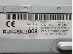 Recambio de sistema audio / radio cd para mercedes-benz clase c (w203) berlina 2.0 compresor cat referencia OEM IAM A2038200186  2