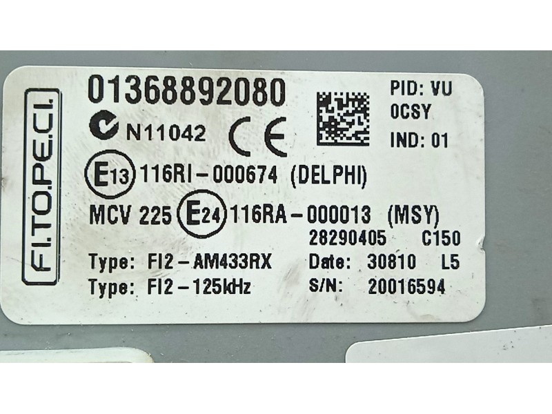 Recambio de caja reles / fusibles para peugeot bipper tepee 1.3 hdi 75 referencia OEM IAM 01368892080 - N11042 DELPHI 