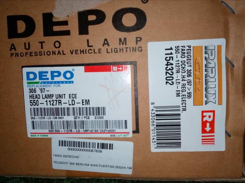 Recambio de faro derecho para peugeot 306 berlina 3/4/5 puertas (s2) referencia OEM IAM 11543202 97-99 - SIN USO