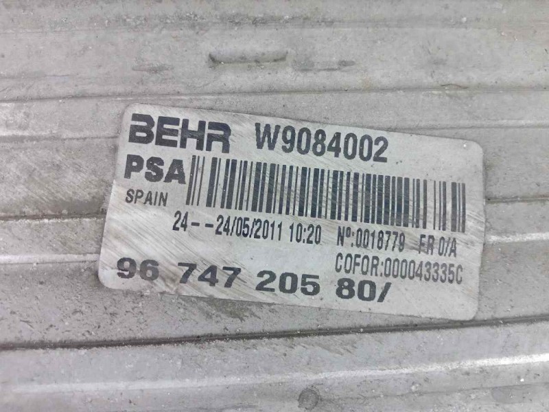 Recambio de intercooler para peugeot 308 sw referencia OEM IAM 9674720580 - W9084002 - 0384P8 300X155X80 ALUMINIO