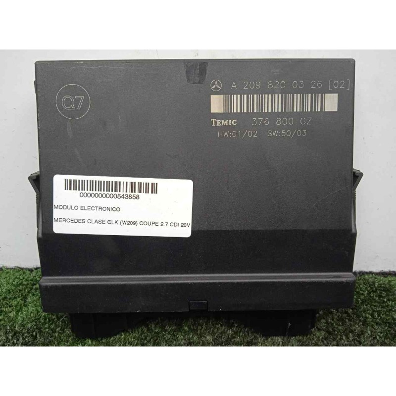 Recambio de modulo electronico para mercedes-benz clase clk (w209) coupe 2.7 cdi 20v cat referencia OEM IAM A2098200326-376800GZ
