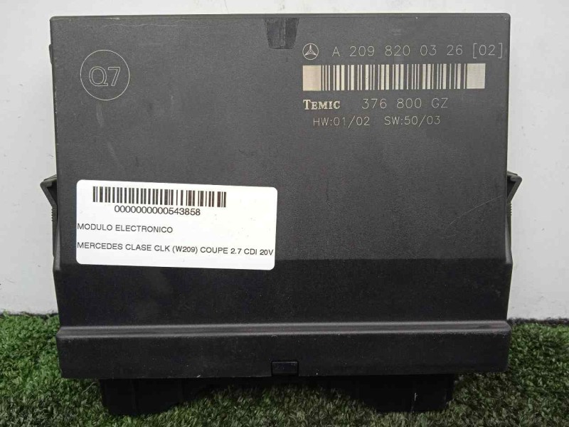 Recambio de modulo electronico para mercedes-benz clase clk (w209) coupe 2.7 cdi 20v cat referencia OEM IAM A2098200326-376800GZ