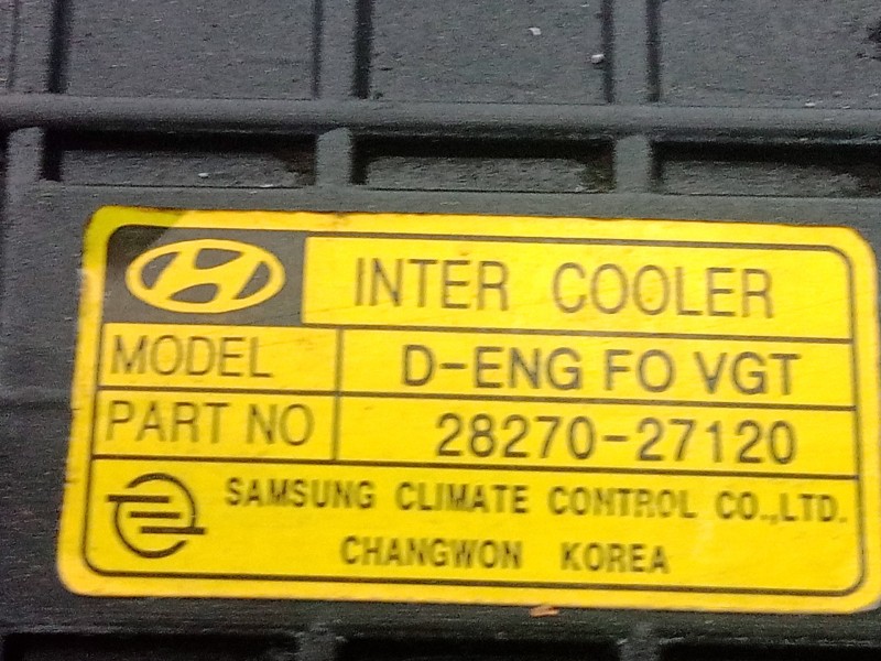 Recambio de intercooler para hyundai trajet (fo) 2.0 crdi cat referencia OEM IAM 2827027120 - 2827127120 210X190X90 ALUMINIO