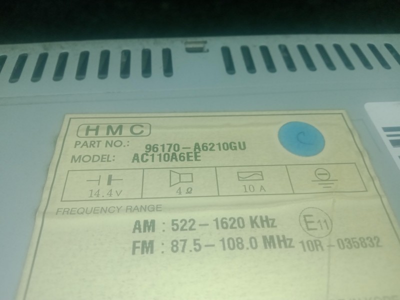 Recambio de sistema audio / radio cd para hyundai i30 (gd) 1.4 crdi referencia OEM IAM 96170A6210GU - AC110A6EE  