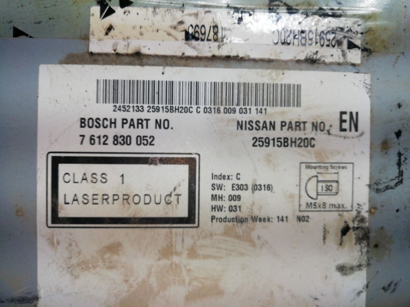 Recambio de sistema audio / radio cd para nissan qashqai i (j10, nj10) 1.5 dci referencia OEM IAM 7612830052 - 25915BH20C  