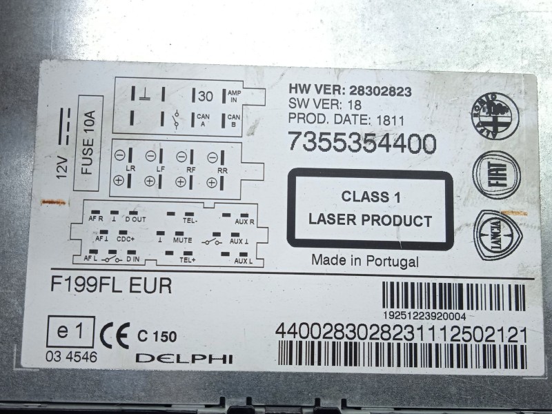 Recambio de sistema audio / radio cd para fiat punto evo (199_) 1.3 d multijet (199axc1a, 199bxc1a, 199axt1a, 199bxt1a) referenc