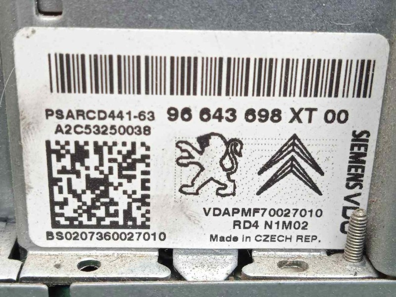 Recambio de sistema audio / radio cd para citroën c3 1.4 16v referencia OEM IAM 96643698XT  