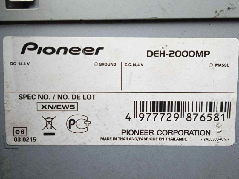 Recambio de sistema audio / radio cd para citroën zx 1.4 referencia OEM IAM DEH2000MP RADIO+AUX 