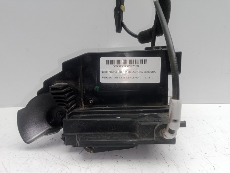 Recambio de cerradura puerta delantera derecha para peugeot 308 1.6 16v e-hdi fap referencia OEM IAM 9810309380 13-17 7.PINES
