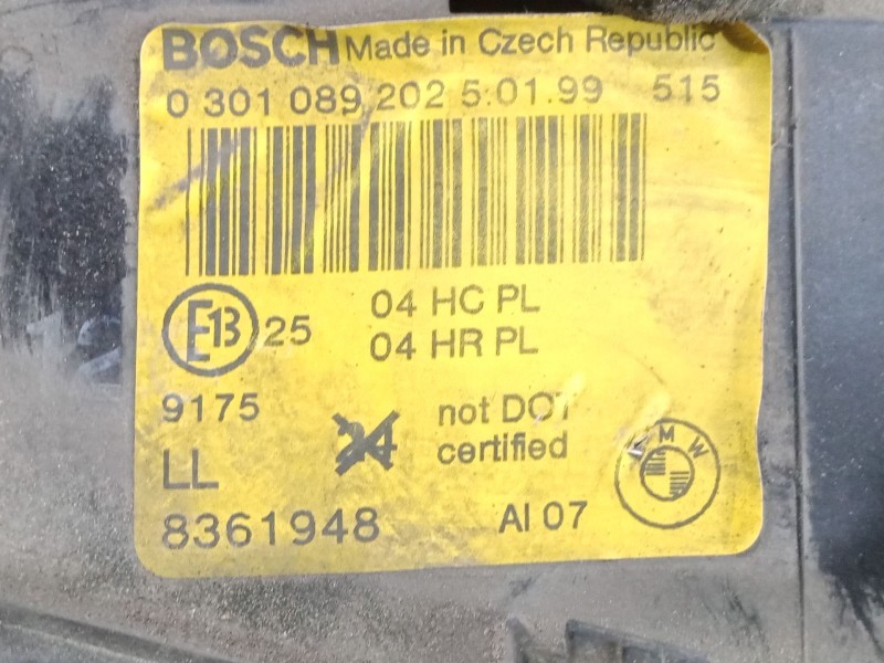 Recambio de faro derecho para bmw 3 (e46) 320 d referencia OEM IAM 0301089202 - 8361948 BOSCH 