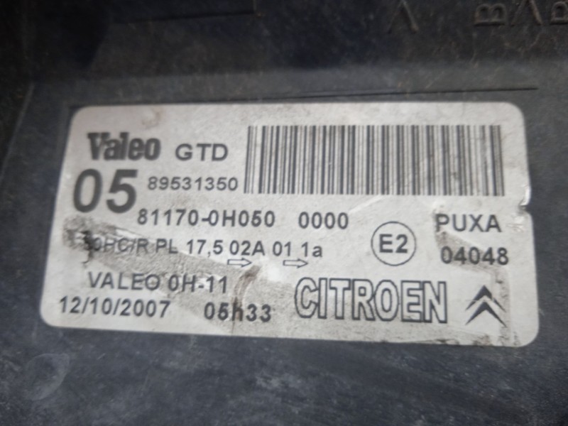 Recambio de faro izquierdo para citroën c1 1.0 cat (384f) referencia OEM IAM 89531350 - 811700H050  06-14