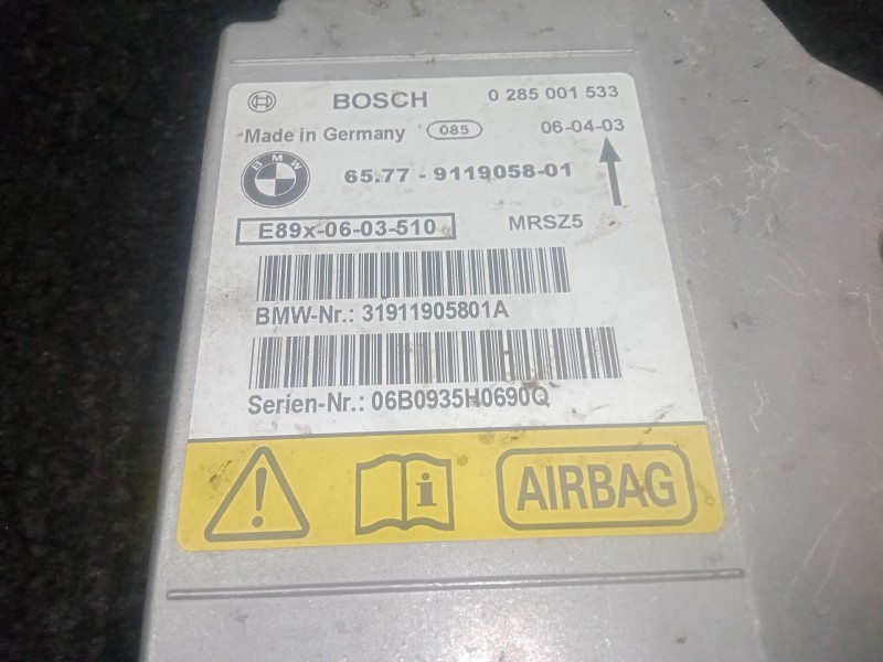 Recambio de centralita airbag para bmw 1 (e87) 118 d referencia OEM IAM 0285001533 - 6577911905801 - 31911905801A  BOSCH