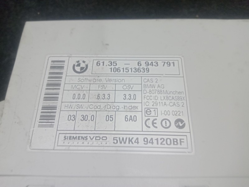 Recambio de modulo electronico para bmw 1 (e87) 118 d referencia OEM IAM 61356943791 - 6943791 - 1061513639 - 5WK494120BF  SIEME