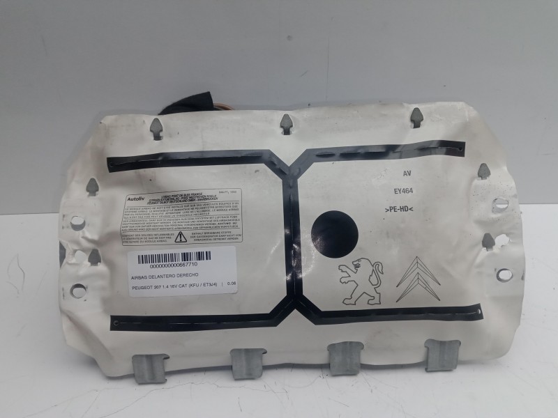 Recambio de airbag delantero derecho para peugeot 207 1.4 16v cat (kfu / et3j4) referencia OEM IAM 9650100380  