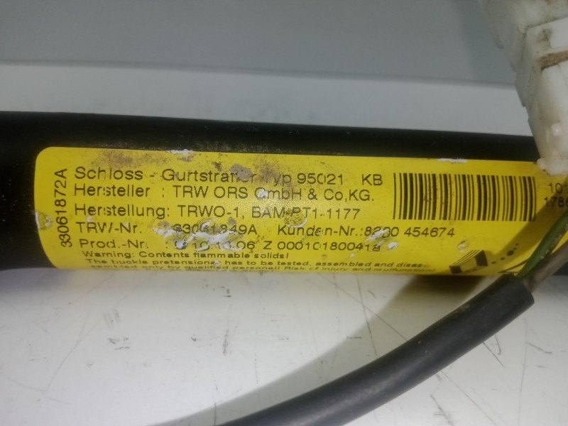 Recambio de pretensor airbag derecho para renault clio iii 1.2 referencia OEM IAM 8200454674 2.PINES 