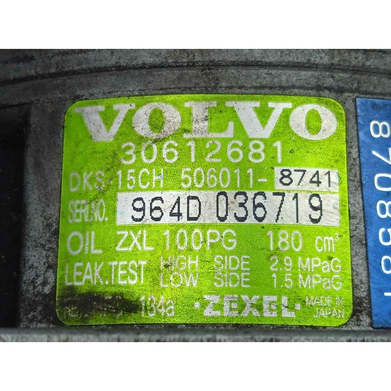Recambio de compresor aire acondicionado para volvo s40 berlina 1.8 cat (1834 cm3) referencia OEM IAM 5060118741-8708581 ZEXEL -