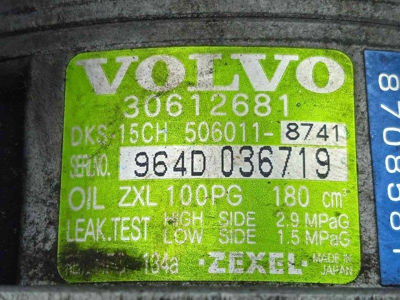 Recambio de compresor aire acondicionado para volvo s40 berlina 1.8 cat (1834 cm3) referencia OEM IAM 5060118741-8708581 ZEXEL -