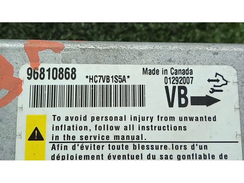 Recambio de centralita airbag para chevrolet captiva (c100, c140) 2.0 d 4wd referencia OEM IAM 96810868 - 01292007  