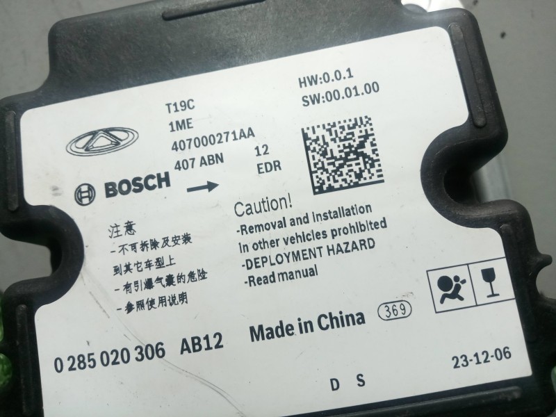 Recambio de centralita airbag para omoda 5 1.6 tgdi referencia OEM IAM 0285020306 - 407000271AA  BOSCH