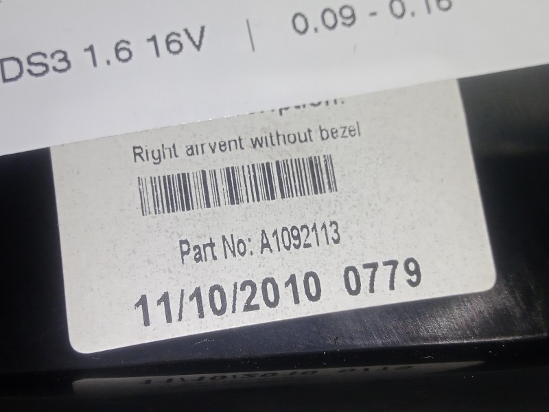 Recambio de aireador delantero derecho para citroën ds3 1.6 16v referencia OEM IAM A1092113  