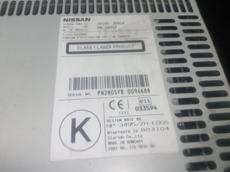 Recambio de sistema audio / radio cd para nissan qashqai i (j10, nj10) 2.0 dci referencia OEM IAM 28185JD00A  