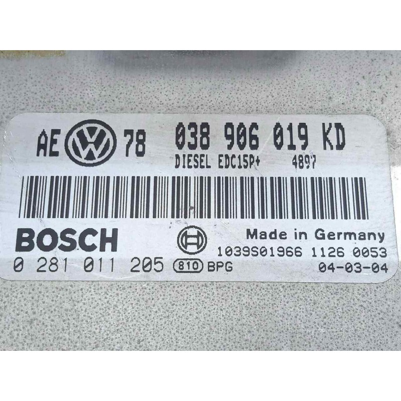 Recambio de centralita motor uce para volkswagen passat berlina (3b3) 1.9 tdi referencia OEM IAM   BOSCH
