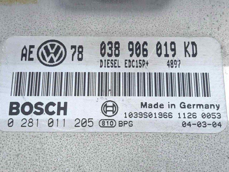 Recambio de centralita motor uce para volkswagen passat berlina (3b3) 1.9 tdi referencia OEM IAM   BOSCH