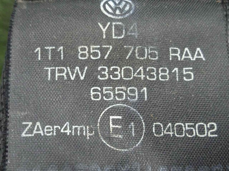 Recambio de cinturon seguridad delantero izquierdo para volkswagen touran (1t1) 1.9 tdi referencia OEM IAM 1T1857705  